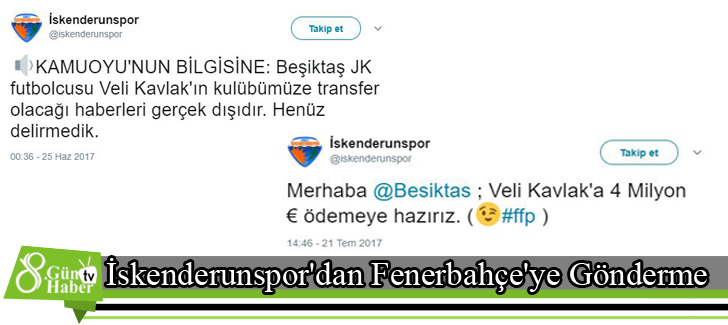 İskenderunspor'dan Fenerbahçe'ye Gönderme