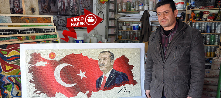 Cumhurbaşkanı Erdoğanı mozaikle resmetti