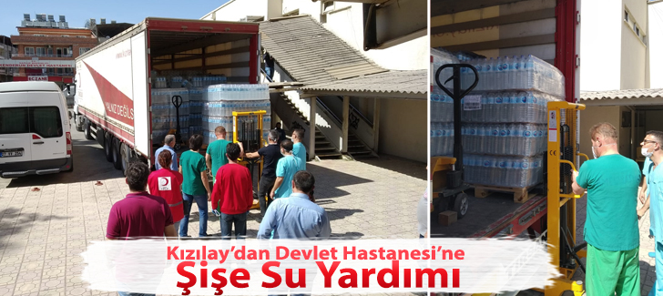 Kızılay'dan Devlet Hastanesi'ne Şişe Su Yardımı